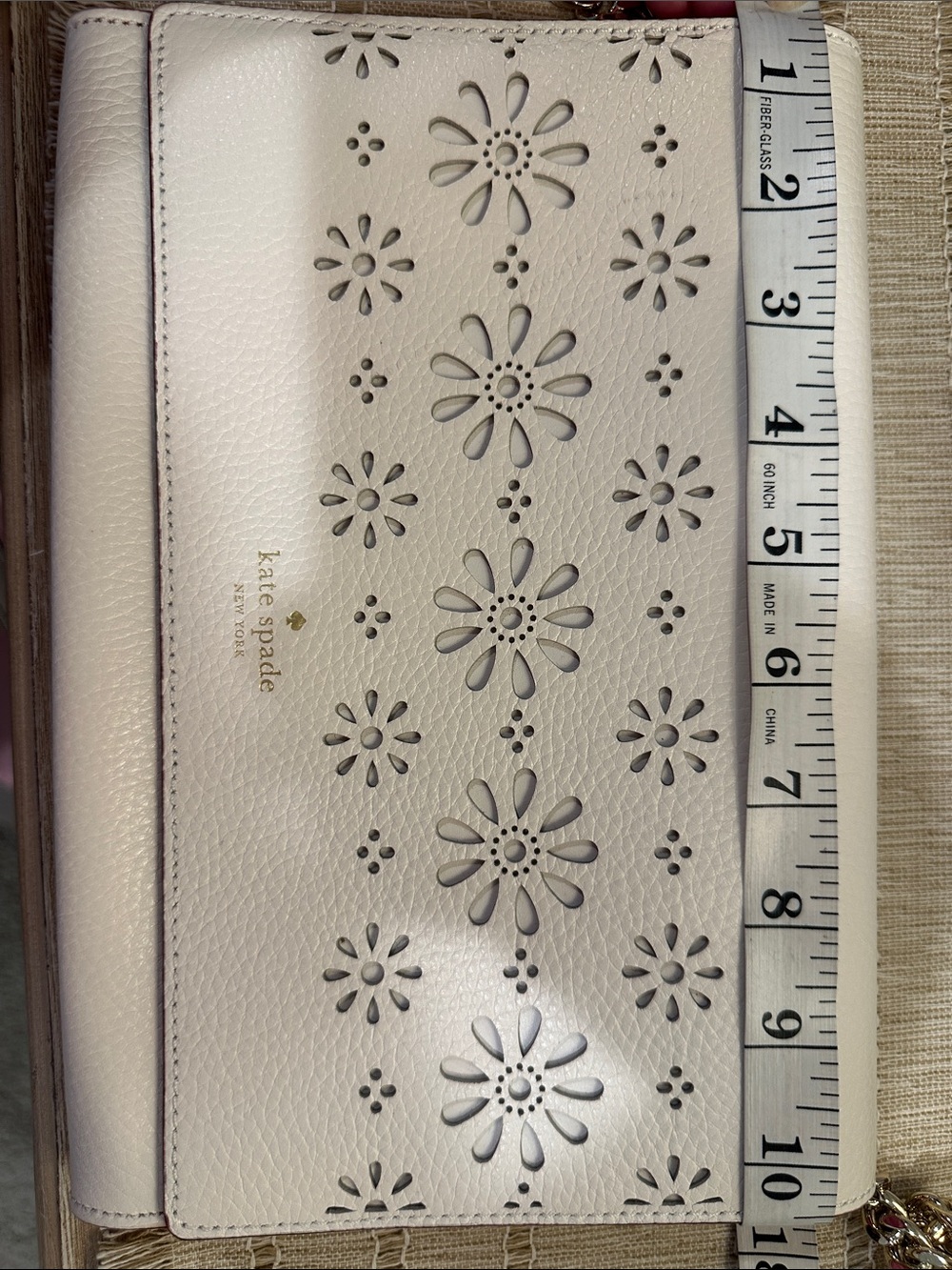 kate spade cream floral perforated leather crossbody bag - Picture 5 of 6